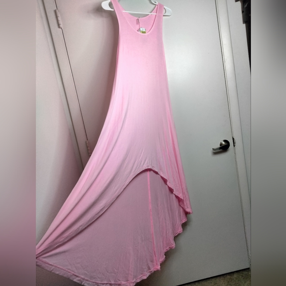 Awake Couture (Size L) Barbie Pink Hi-Lo Tank Sleeve Maxi/Midi Dress (NEW-NWT)